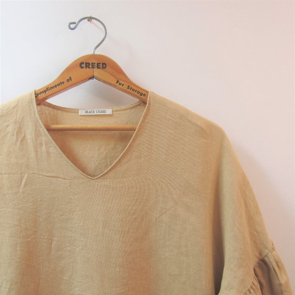 Black Crane Pure Linen Puff Dress - Picture 6 of 7